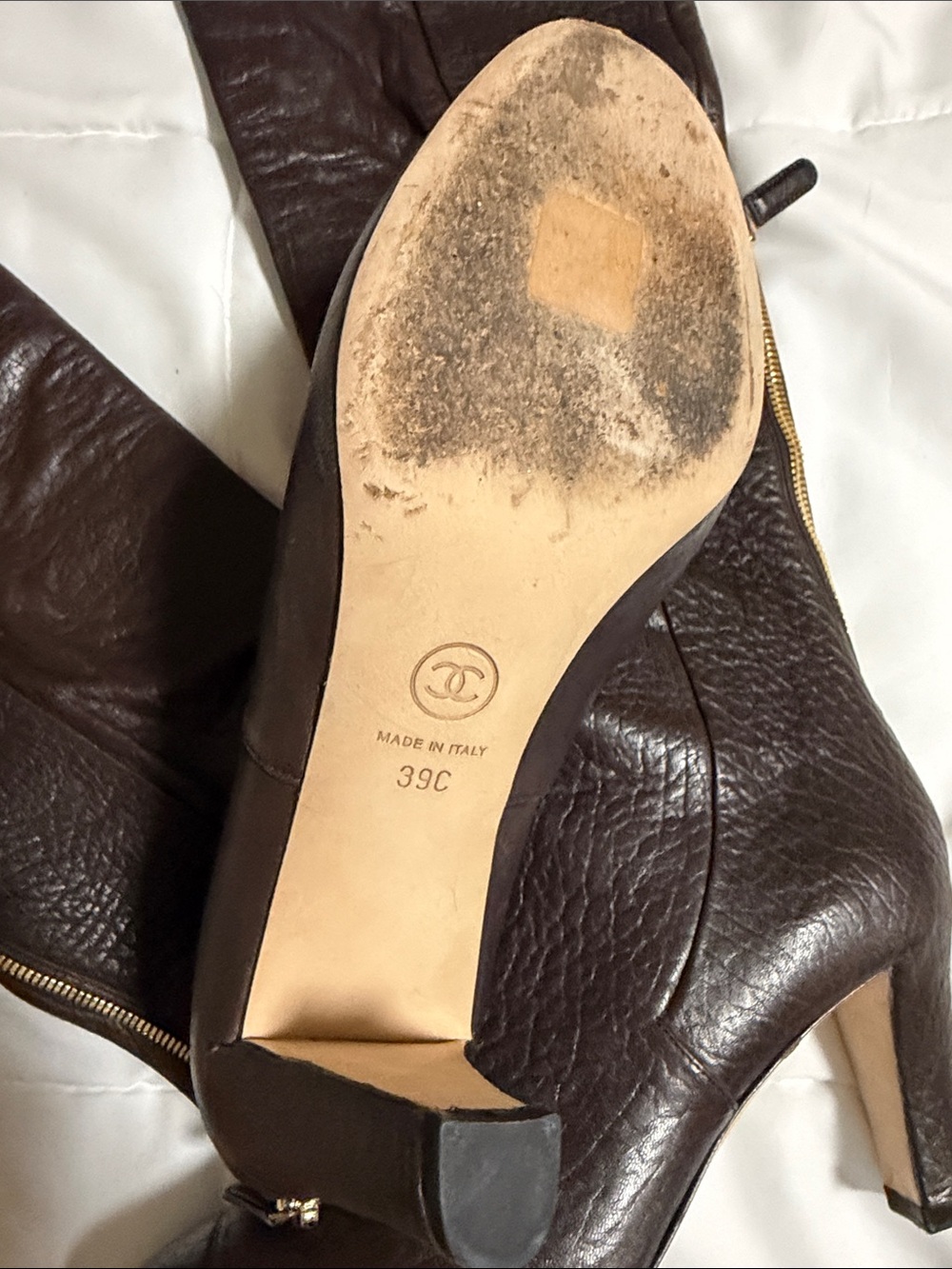 CHANEL Dark Brown Heeled Boots - Picture 6 of 8